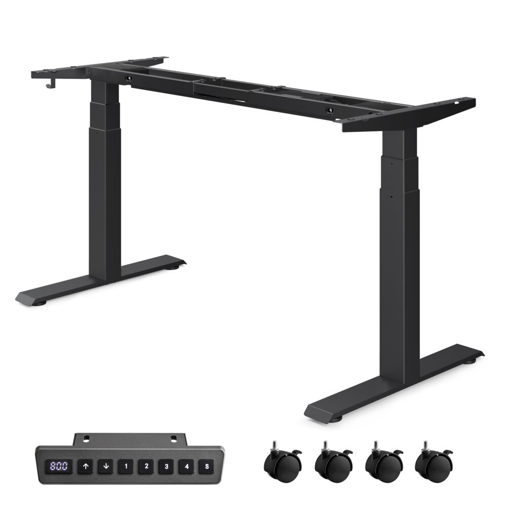 Elektrinio stalo rėmas | Dvigubas variklis | 120-200 x 60-80 cm | 120 kg | Juoda