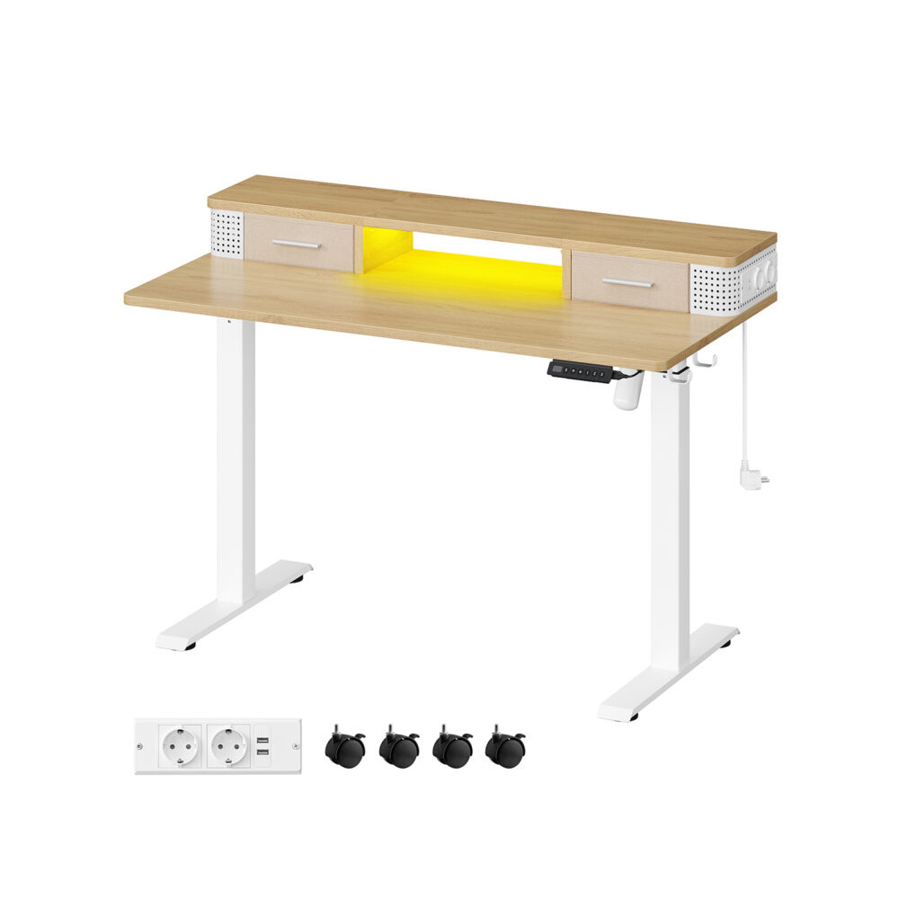 Reguliuojamo aukščio elektrinis stalas | 60 x 120 x (72-120) cm | Rusva