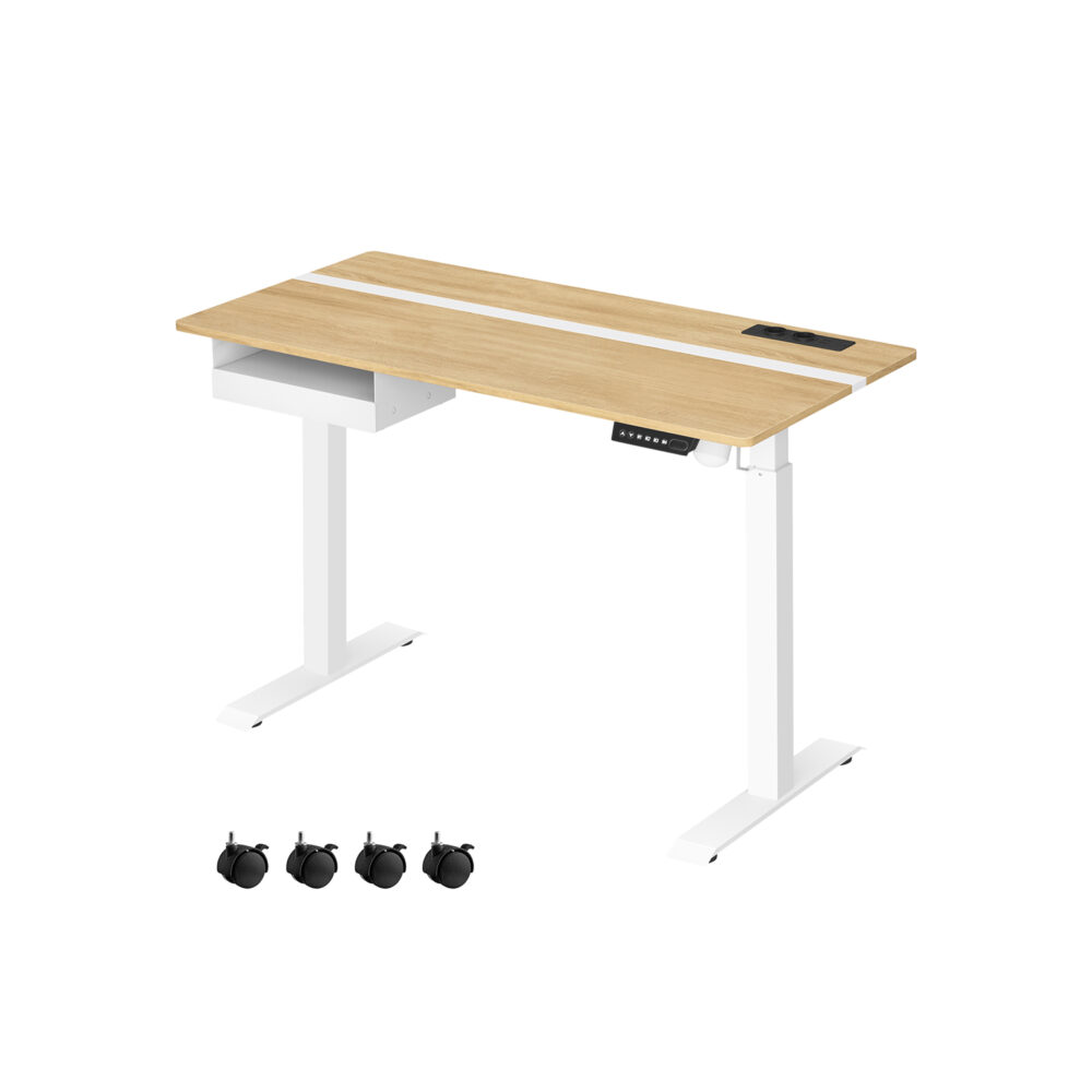 Modernus elektrinis stovimas stalas | 60 x 120 cm | 80 kg | Rusva, balta