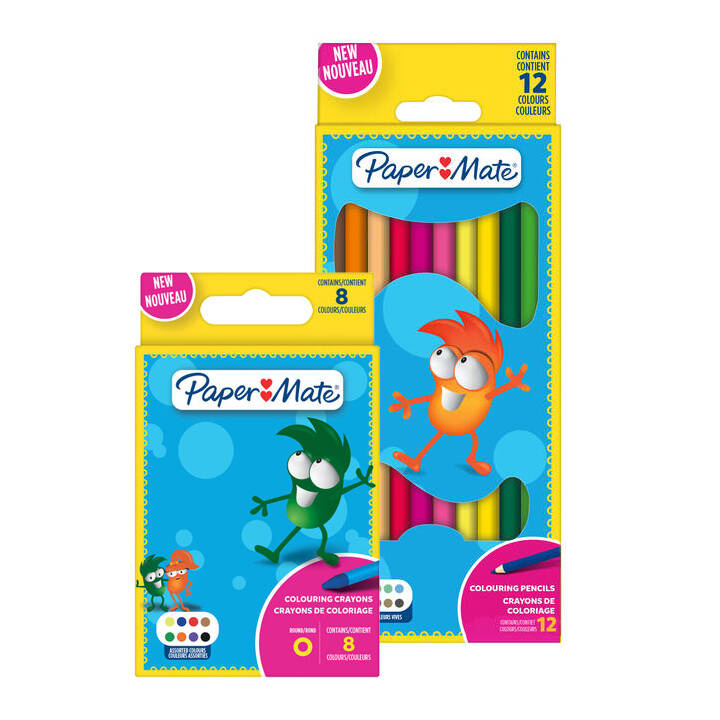 PaperMate rinkinys mini vaškinių kreidelių 8 spalvų ir pieštukų kreidelių 12 spalvų