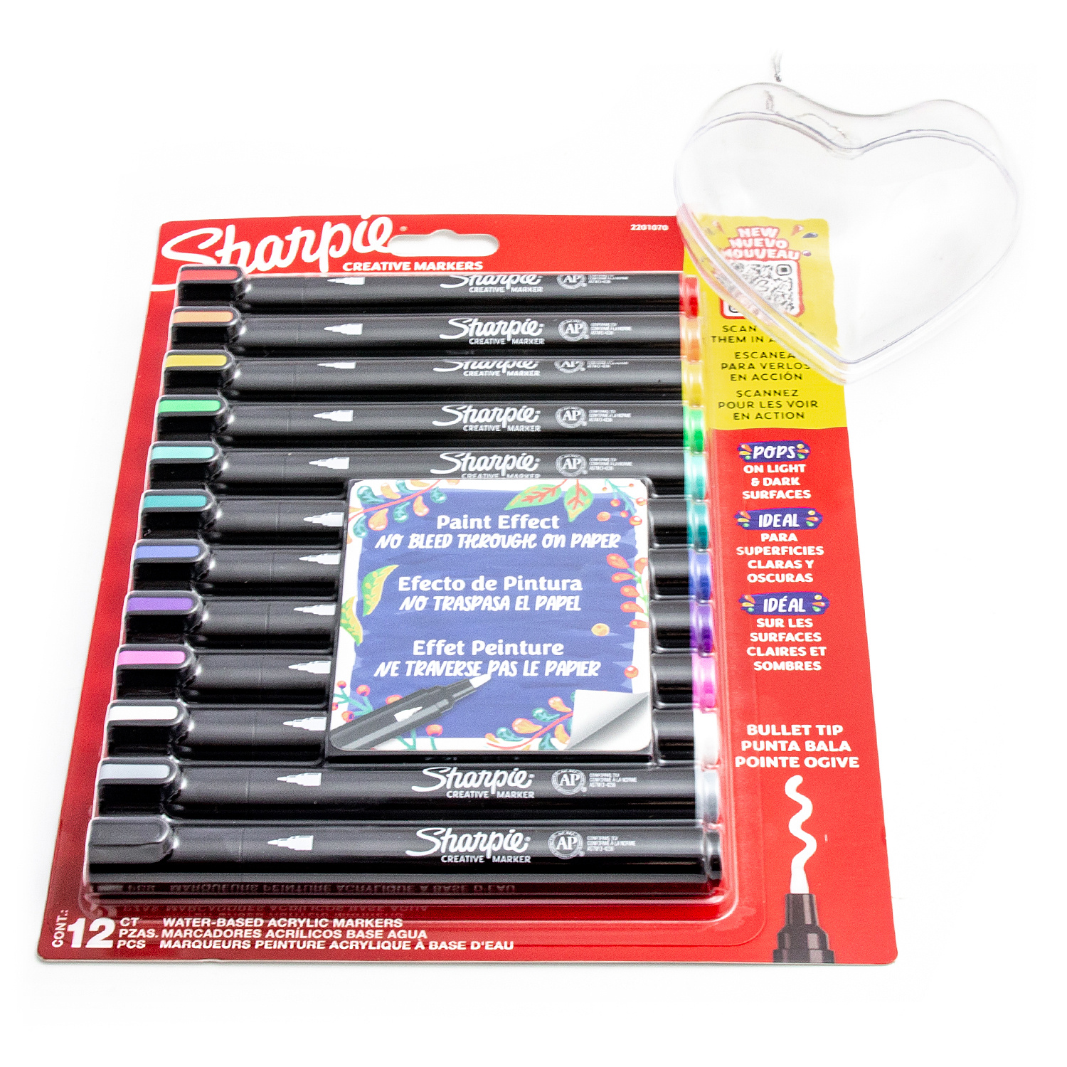 Sharpie akrilinių žymeklių rinkinys 12 spalvų su spalvota širdele