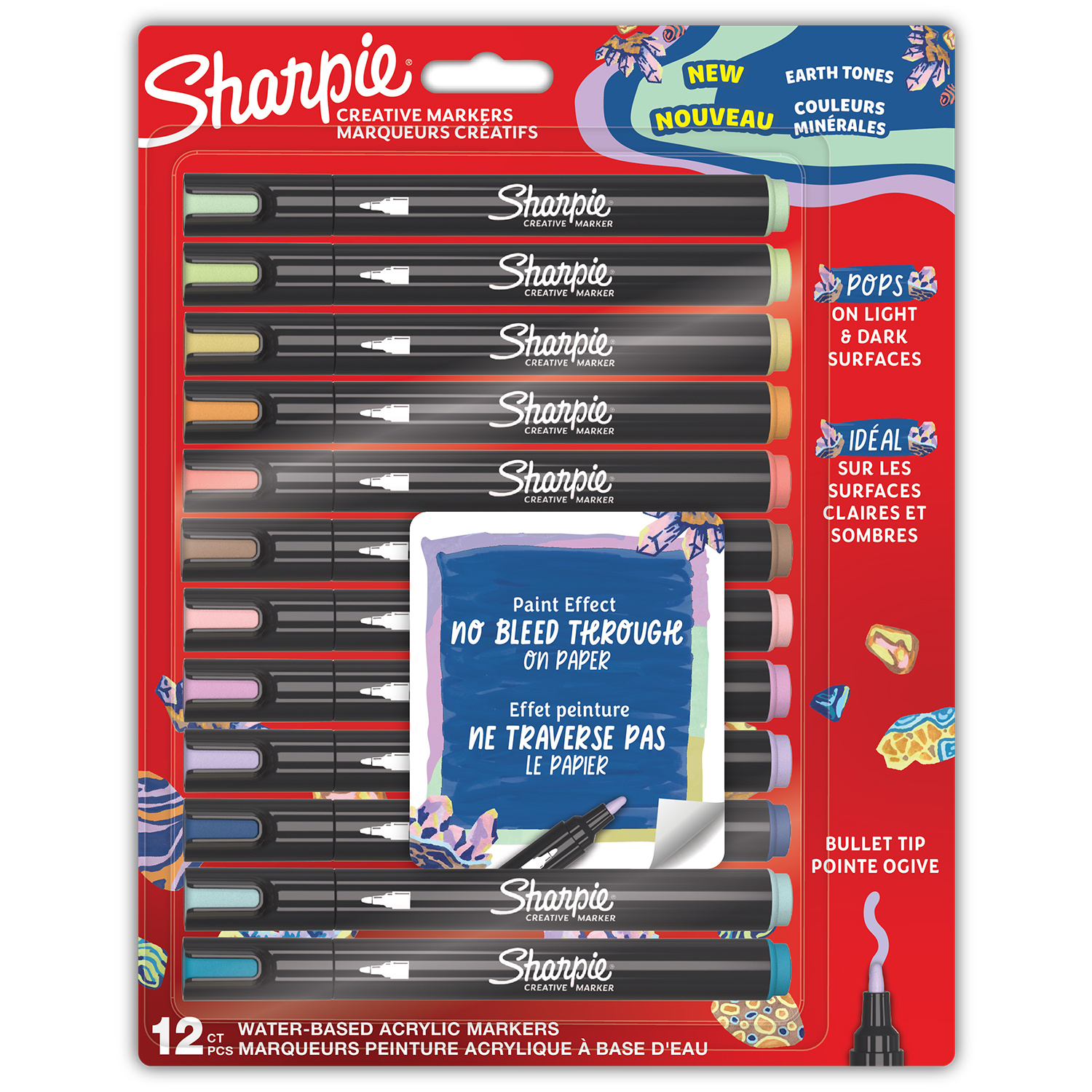Kūrybiški Sharpie akriliniai žymekliai žemės spalvų (kūginis galiukas) 12 vnt. - 2213421