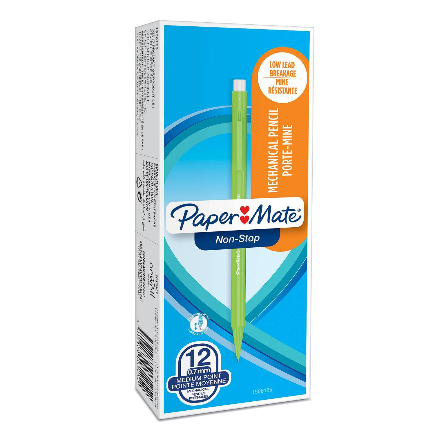 Paper Mate Non-Stop automatinis pieštukas | 0,7 mm | HB #2 | įvairių spalvų | 12 vienetų