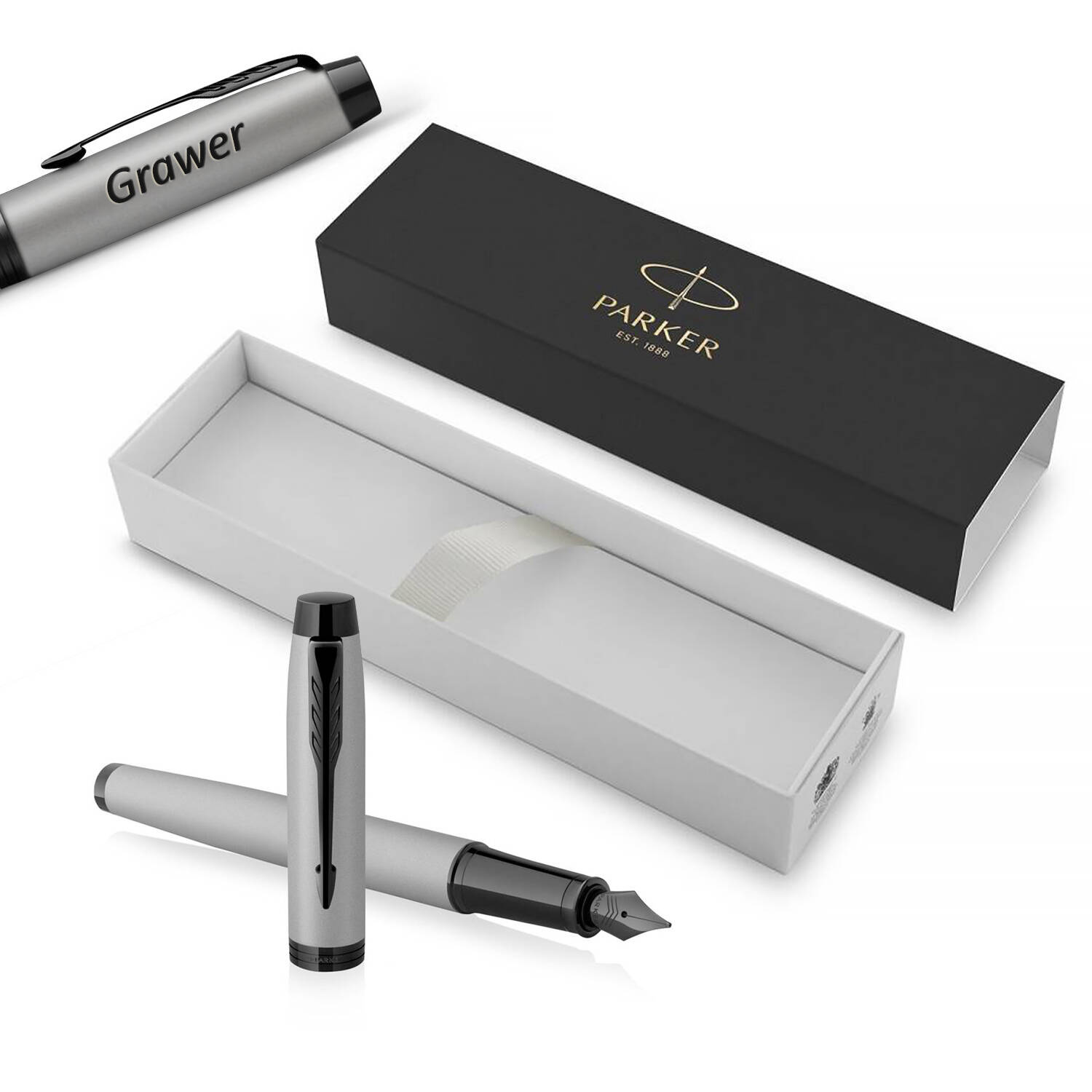 Parker IM Achromatic Grey (M) plunksnakotis su graviravimu