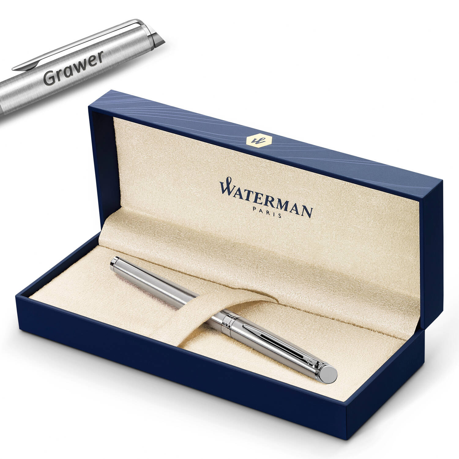 Waterman Hémisphère Steel CT plunksnakotis su graviravimu