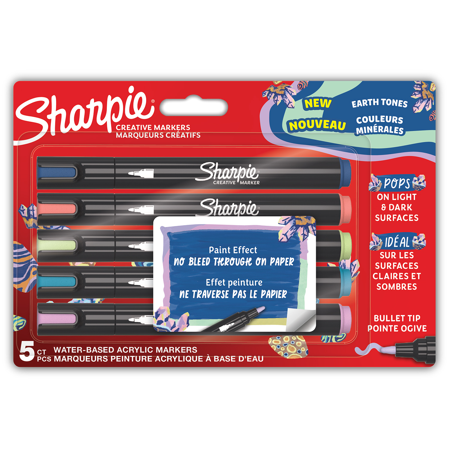 Kūrybiški Sharpie akriliniai žemės spalvų žymekliai (kūginis galiukas) 5 vnt. - 2213380