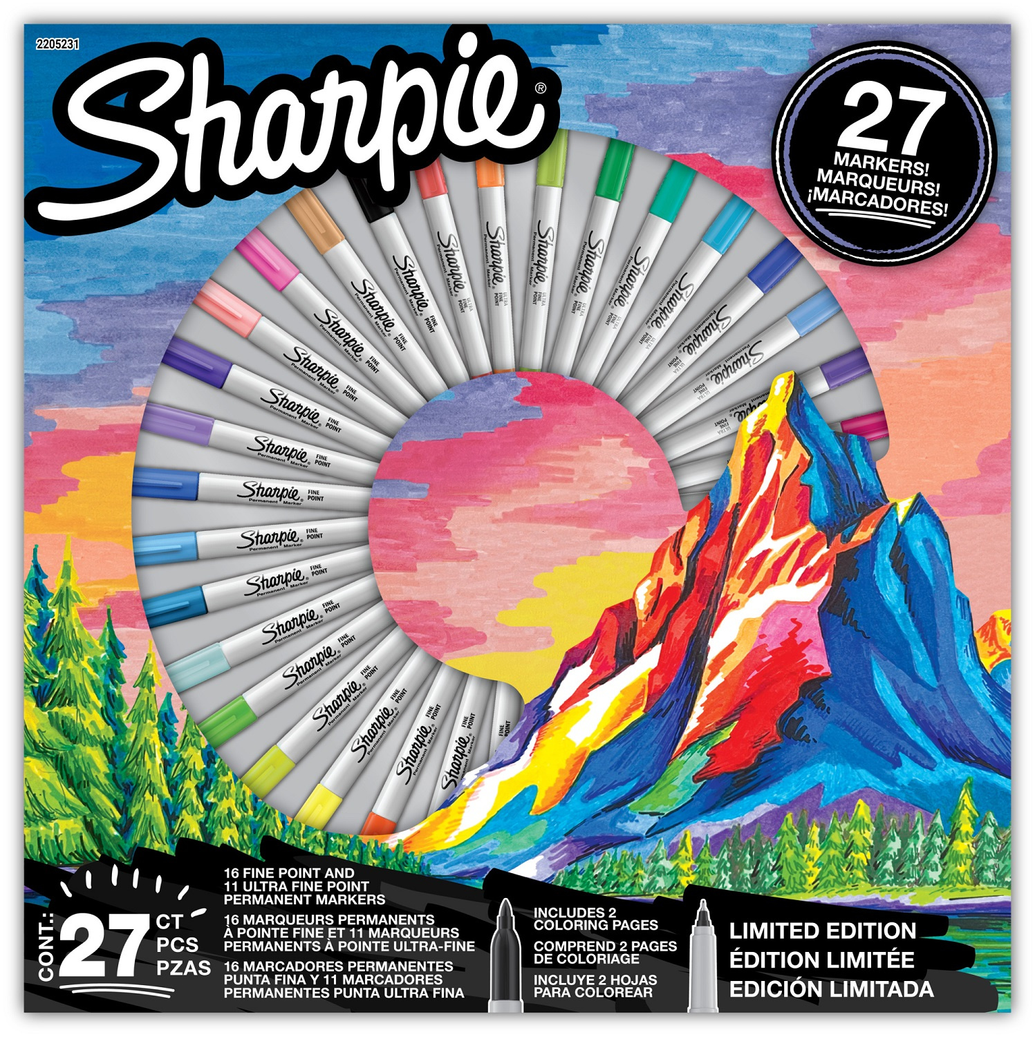 Sharpie Top plonų ir itin plonų permanentinių žymeklių rinkinys, 27 vnt. - 2205231
