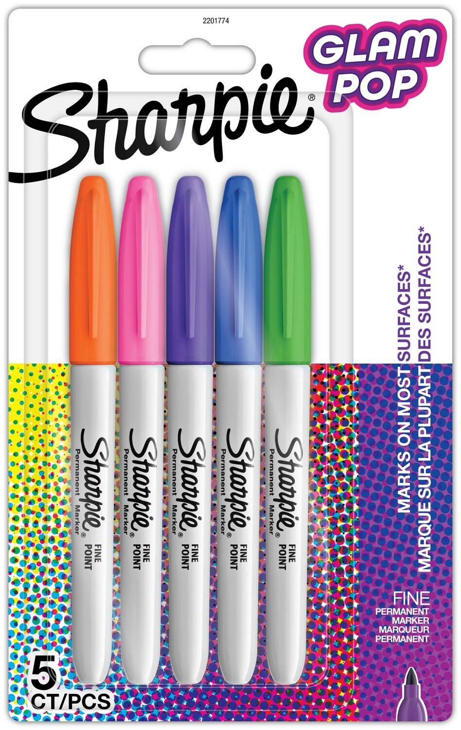 Markeriai Sharpie Fine Permanent Glam Pop 5 spalvų - 2201774
