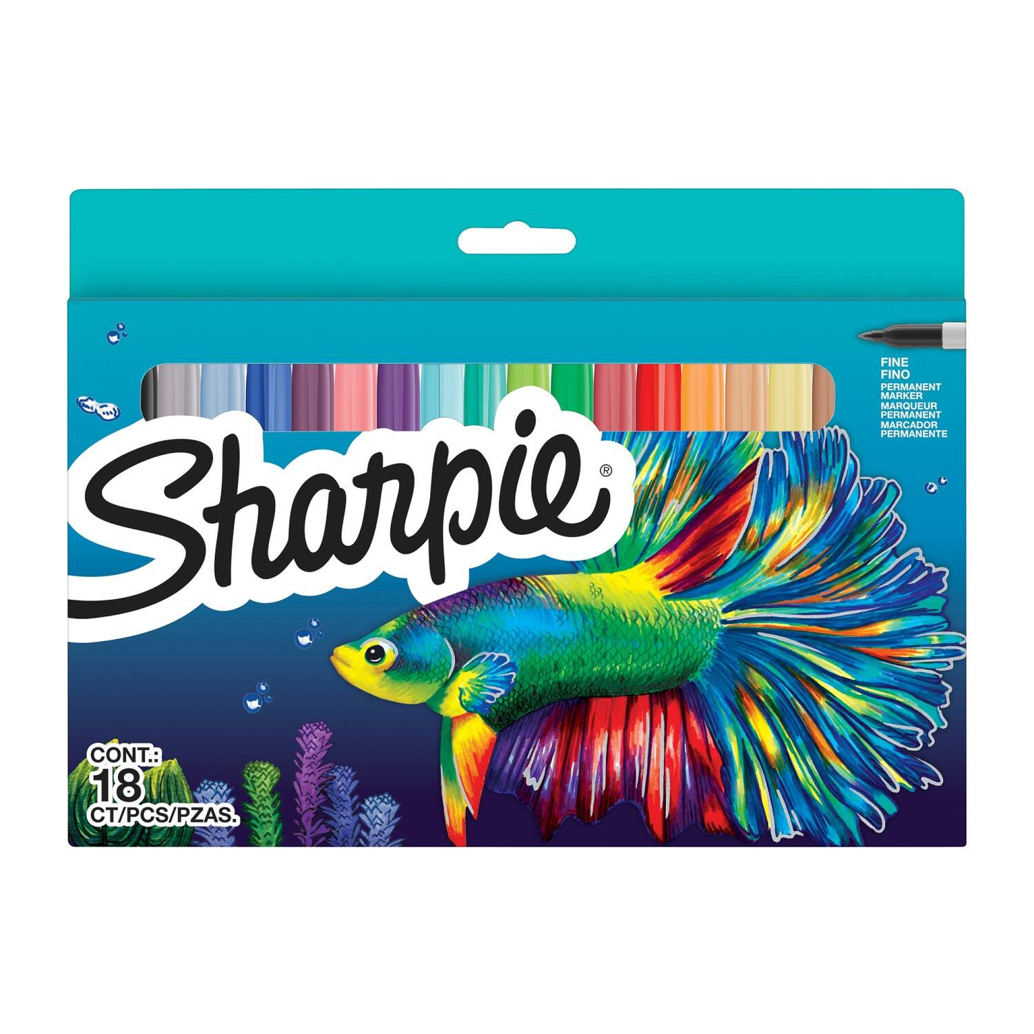 Sharpie plonų žymeklių rinkinys Fish Fine 18 spalvų - 2201230