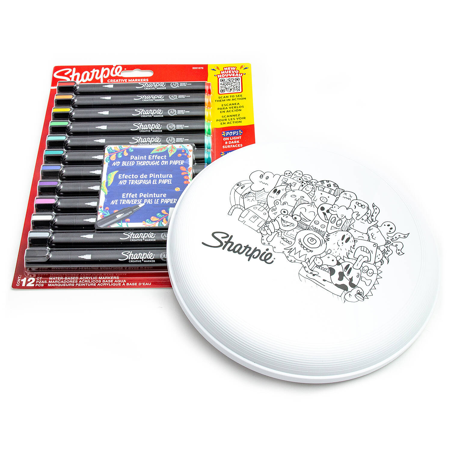 12 spalvų Sharpie Creative akrilo markerių rinkinys su frisbiu dažymui