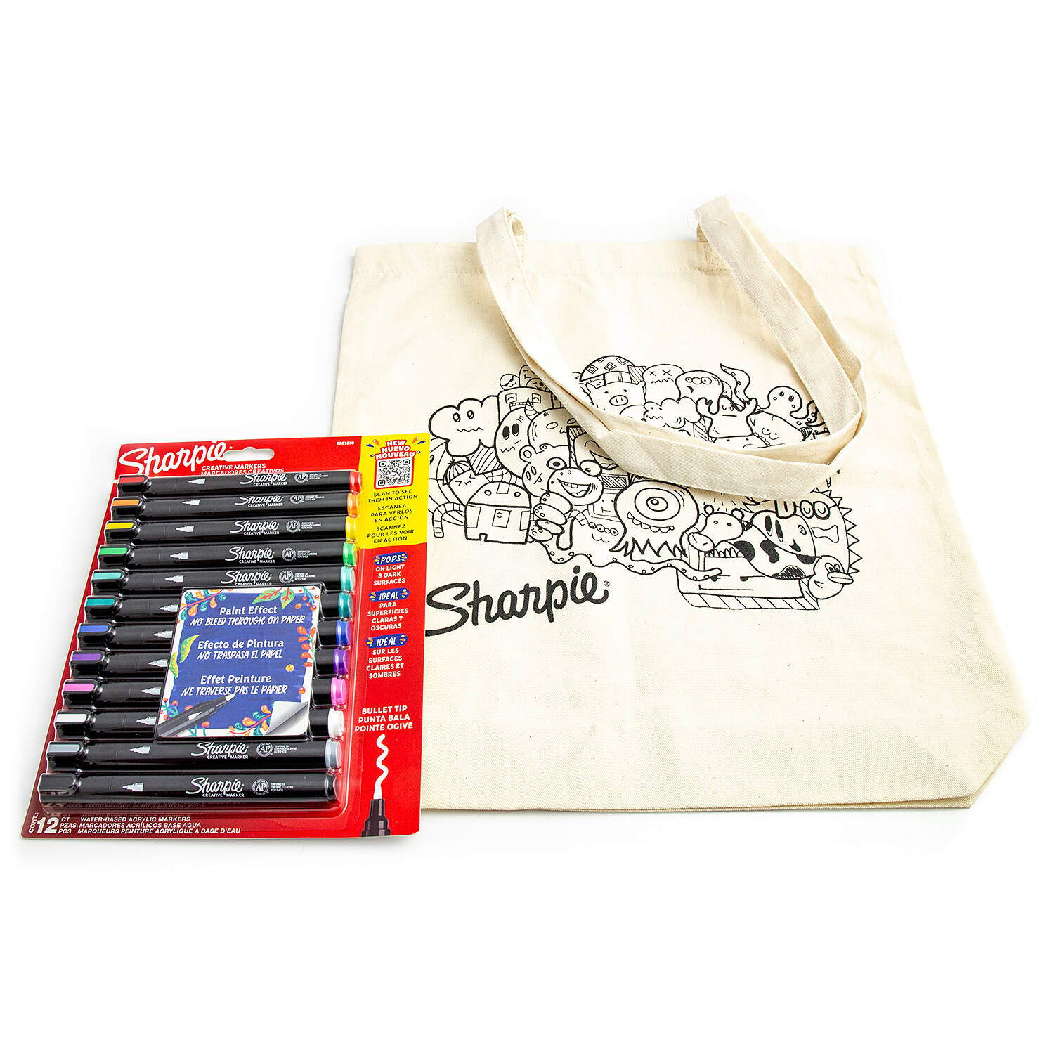 12 spalvų Sharpie Creative akrilo markerių rinkinys su maišeliu Būtybės dažymui