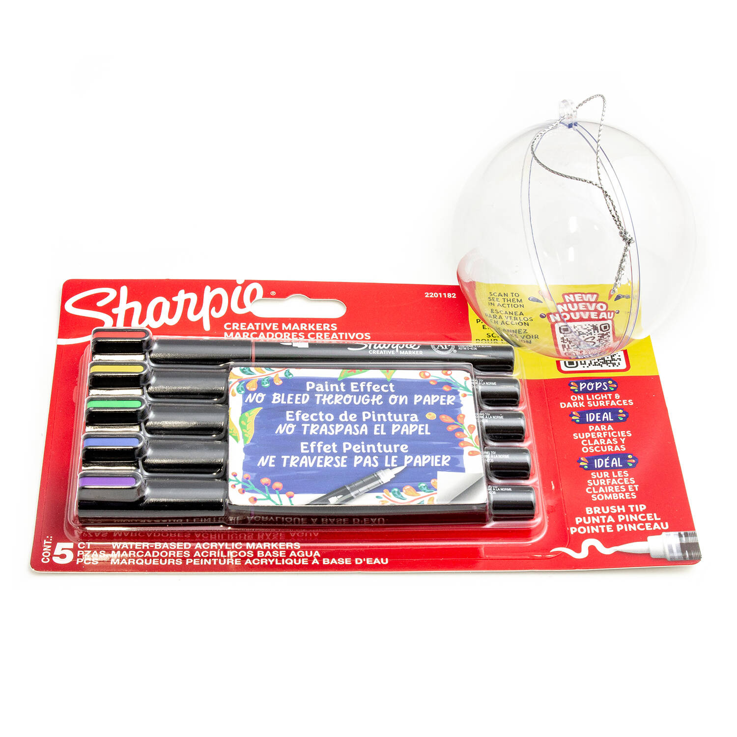 Sharpie kūrybiniai akriliniai žymekliai 5 spalvų teptuko galiuku su spalvinimo bomba