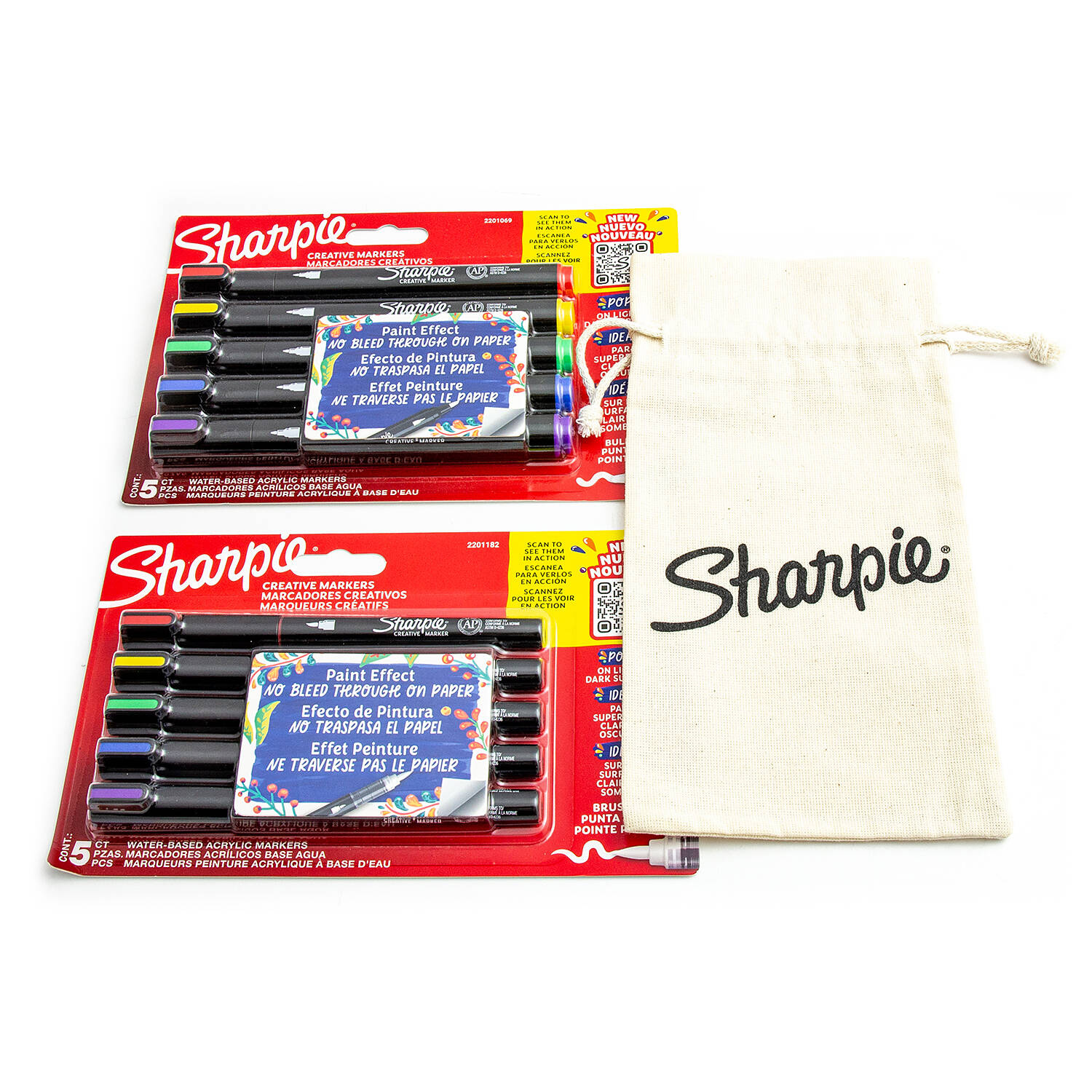 10 spalvų Sharpie akrilo markerių rinkinys su dažymo maišeliu