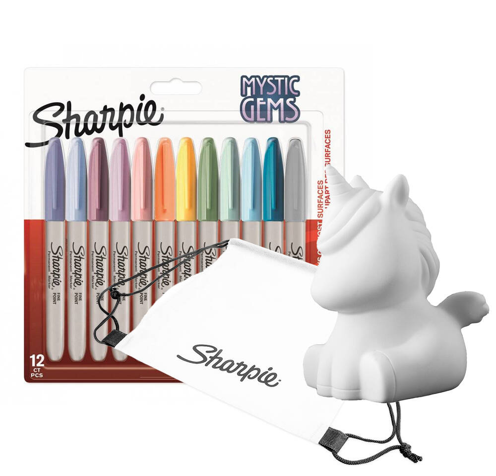 Markeriai Sharpie Fine Permanent Mystic Gems + taupyklė ir spalvinimo maišelis