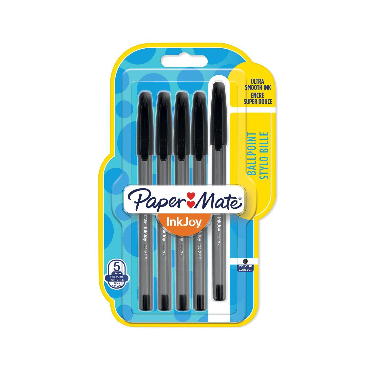 Paper Mate InkJoy 100ST rašikliai 0,7 mm juodos spalvos 5sz - 1956729