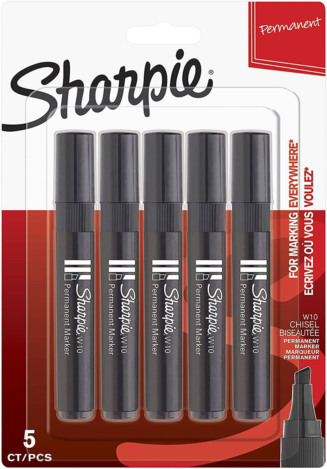 Permanentinis žymeklis Sharpie W10 juodas 5 vnt. - S0187958