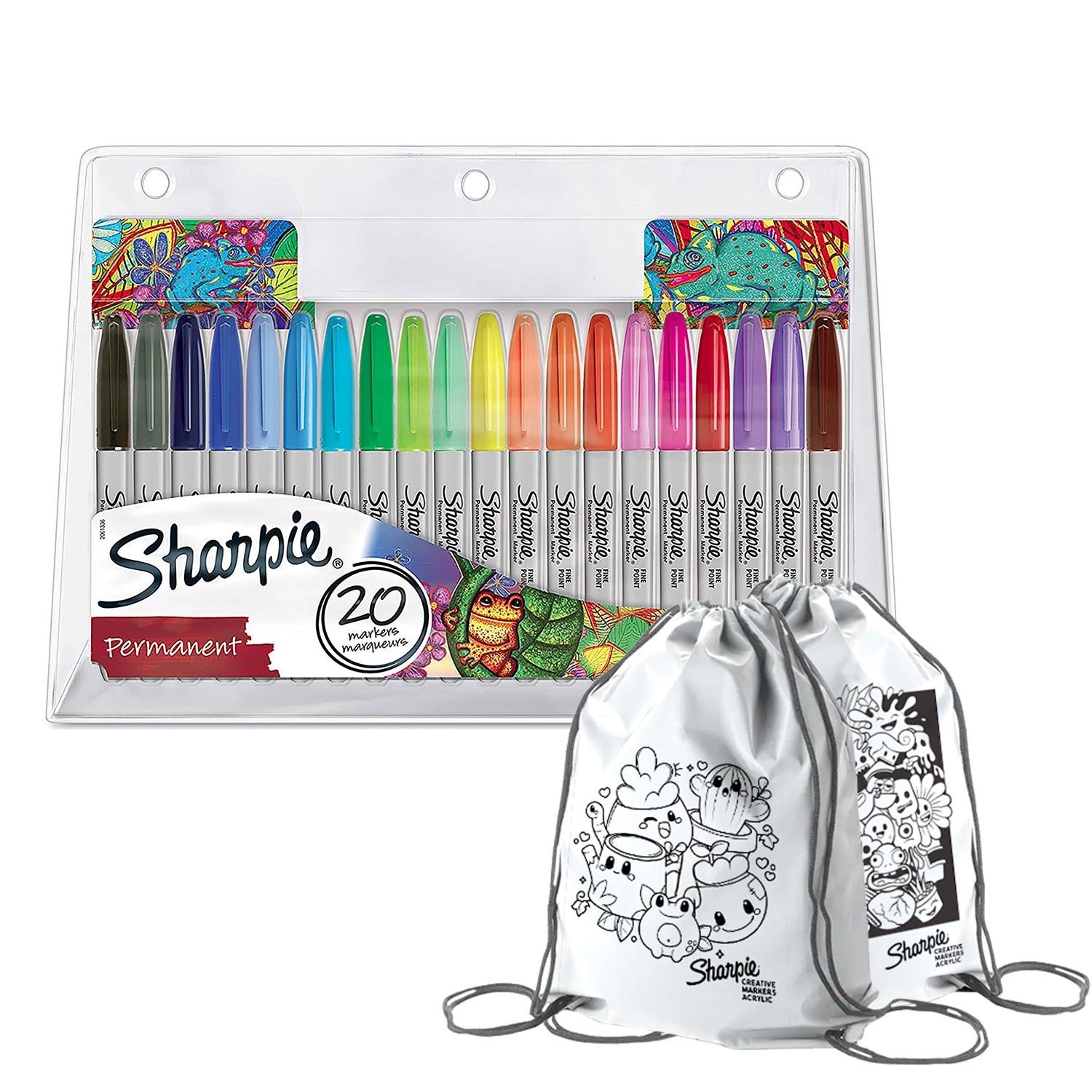 Sharpie Fine 20 spalvų rinkinys su dažų maišeliu