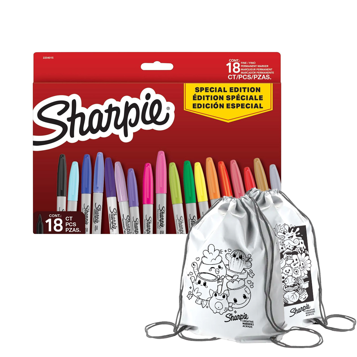 Sharpie Fine 18 spalvų rinkinys su dažų maišeliu