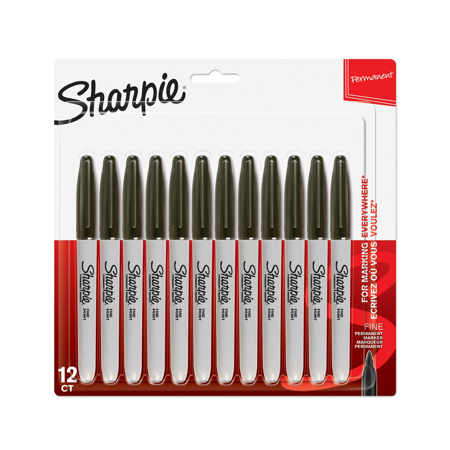 Sharpie Fine žymekliai, juodi (pakuotėje 12 vnt.) - 1996111