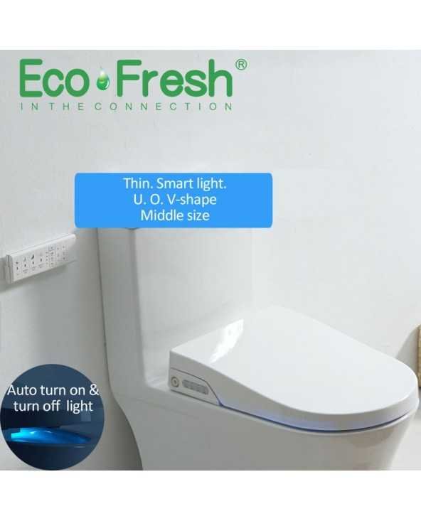 "EcoFresh" plonas dizainas V. O. U formos išmanusis tualeto sėdynė Elektrinis bide dangtelis Naktinė šviesa Išmanusis plovimas