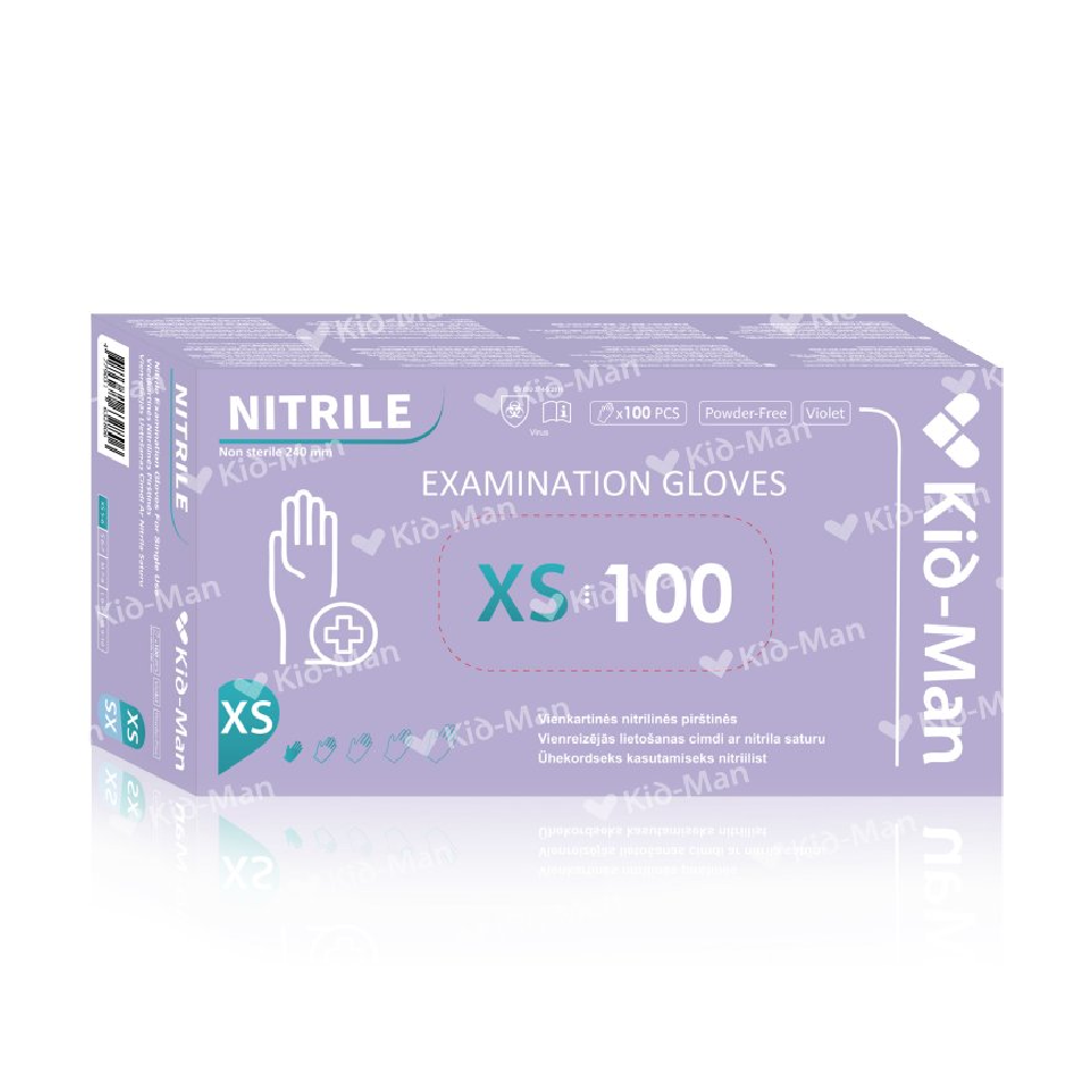 Vienkartinės Nitrilinės Pirštinės, Dydis XS, 100 vnt Pakuotė