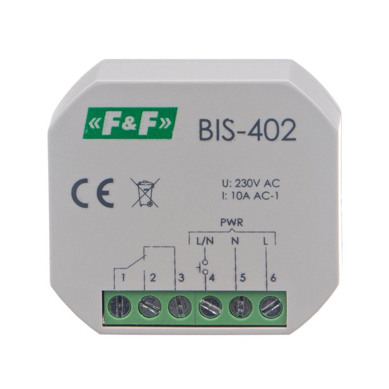 Bistabili relė 230Vac 10A  Ø55mm -20...50°C F&F
