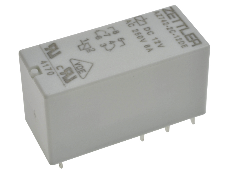 Relė 12VDC; 8A; 2CO; 360Ω; Zettler