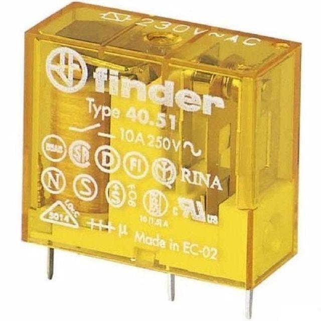 Rele, įlituojama, elektromechaninė, 12V AC (50/60 Hz), 1СO, 10A, AgNi, Finder