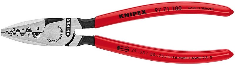 Laidų antgalių užspaudimo replės 0.25 - 16mm2, Knipex