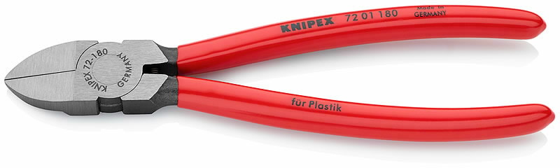Žnyplės šoninio kirpimo, spyruoklė, plastikui, 180 mm, Knipex