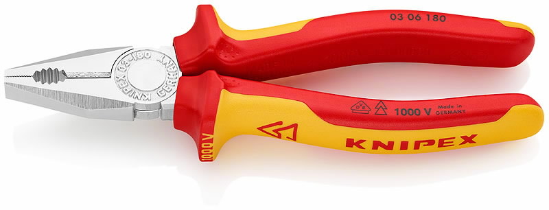 Kombinuotos replės 180 mm VDE, Knipex