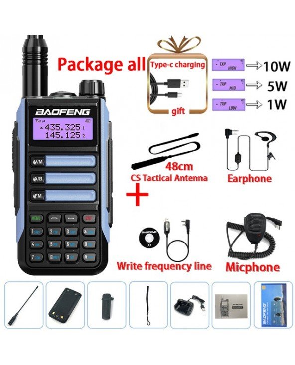BaoFeng UV-16 Pro Mate True 10W didelės galios radijo imtuvas Type-C ilgo nuotolio vandeniui atsparus UV16 Pro V2 Racija