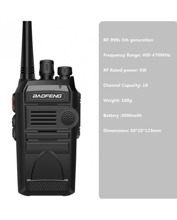 Walkie Talkie Baofeng BF-999S 4/5G didelės galios 8W 4800mAh dvipusis radijas 50km CB radijas FM siųstuvas imtuvas USB įkrovimas