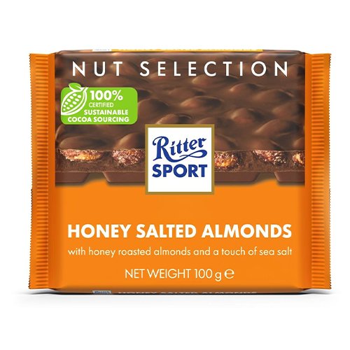 Pieniškas šokoladas su sūdytais, skrudintais migdolais RITTER SPORT, 100 g