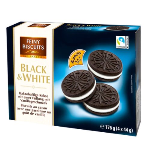 Kakaviniai sausainiai su vanilės skonio įdaru FEINY BISCUITS, 176 g