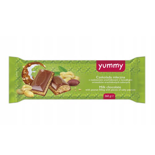 Pieniškas šokoladas su žemės riešutų įdaru ir sūriais žemės riešutų gabaliukais YUMMY, 260 g