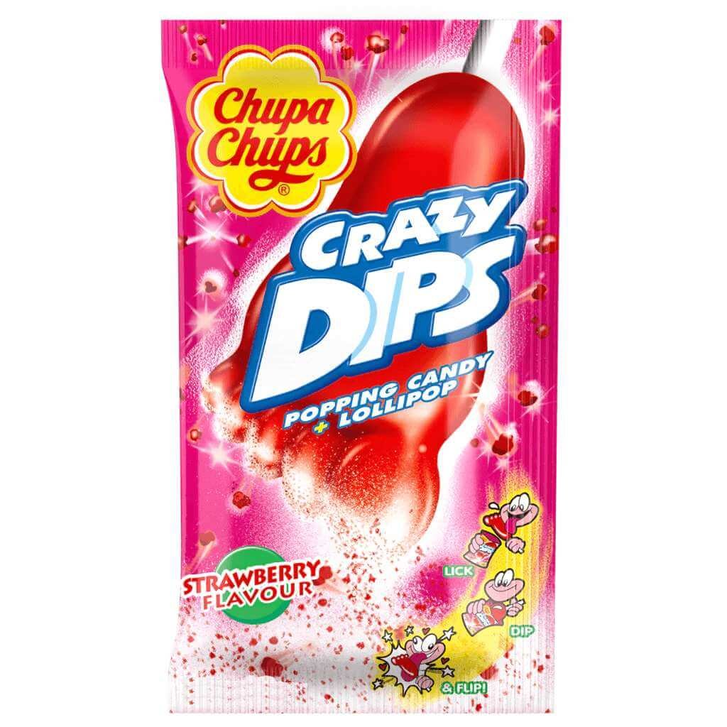 Čiulpinukas CHUPA CHUPS Crazy Dips Strawberry