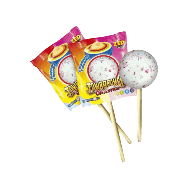 Saldainis ant pagaliuko su kramtomąja guma jawbreaker ZED CANDY