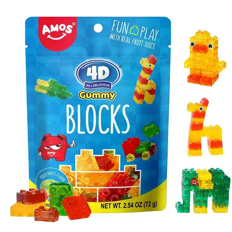 Guminukai AMOS 4D BLOCKS (Vaisių sk.) 72g. BE GLITIMO.