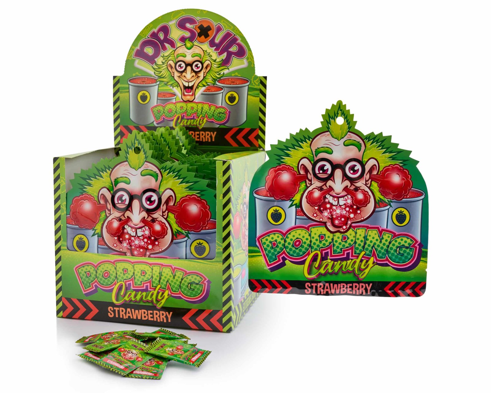 Rūgštūs sproginėjantys saldainiai DR. SOUR Strawberry, 15g