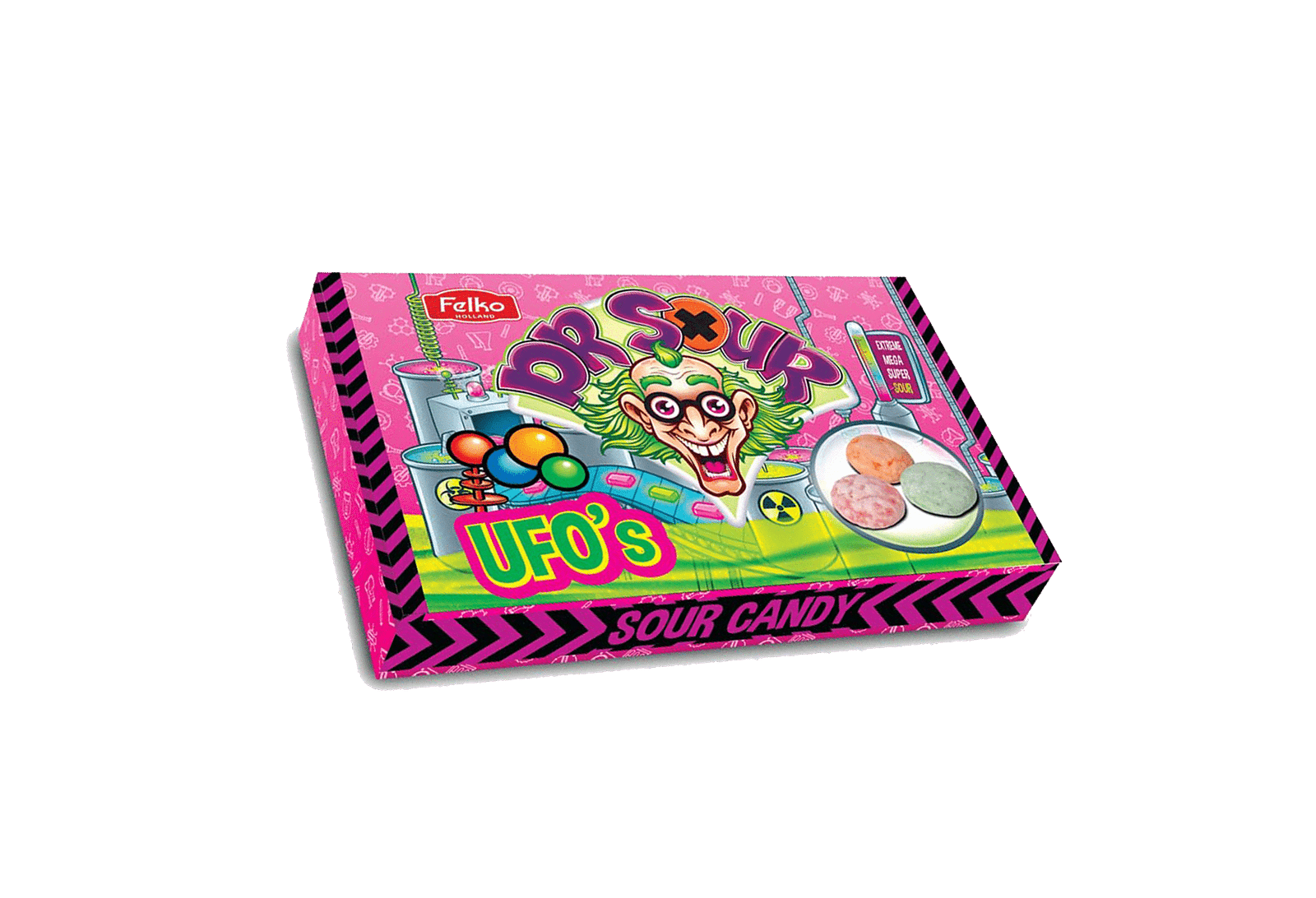 Rūgštūs kramtomi saldainiai DR. SOUR Ufo's, 80g