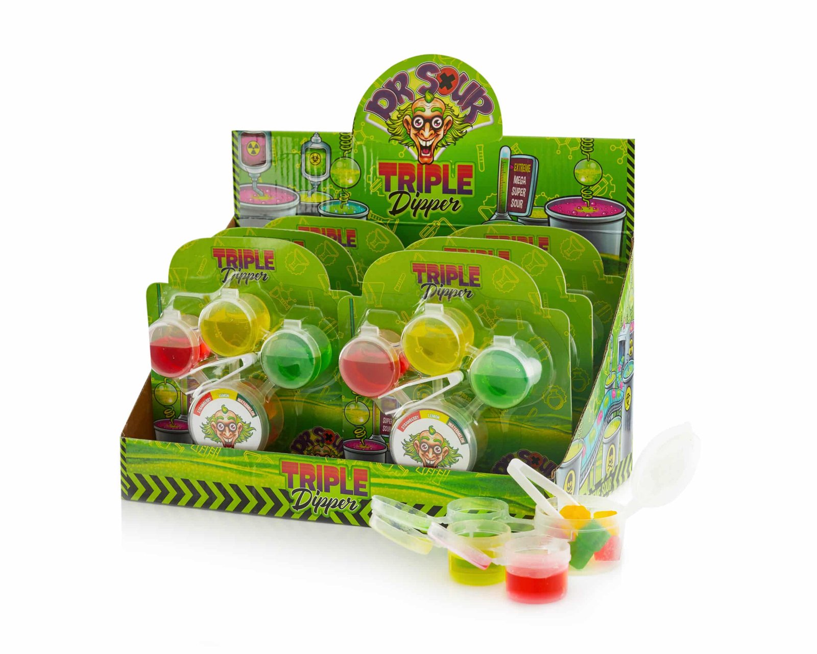 Rūgštūs guminukai su skystu saldainiu DR. SOUR Triple Dipper, 46g