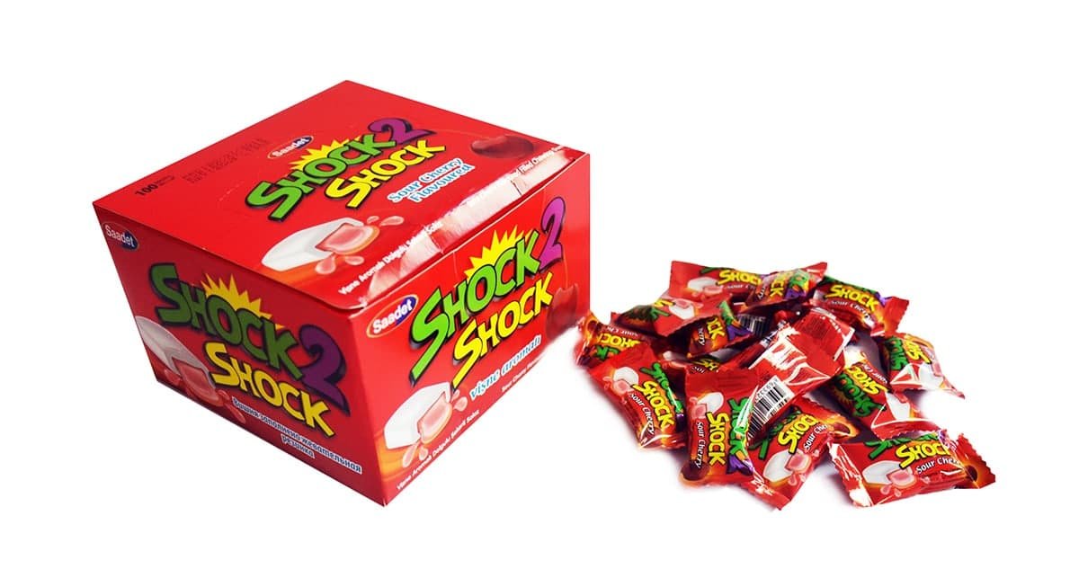 Rūgšti kramtomoji guma SHOCK (Vyšnių sk.)