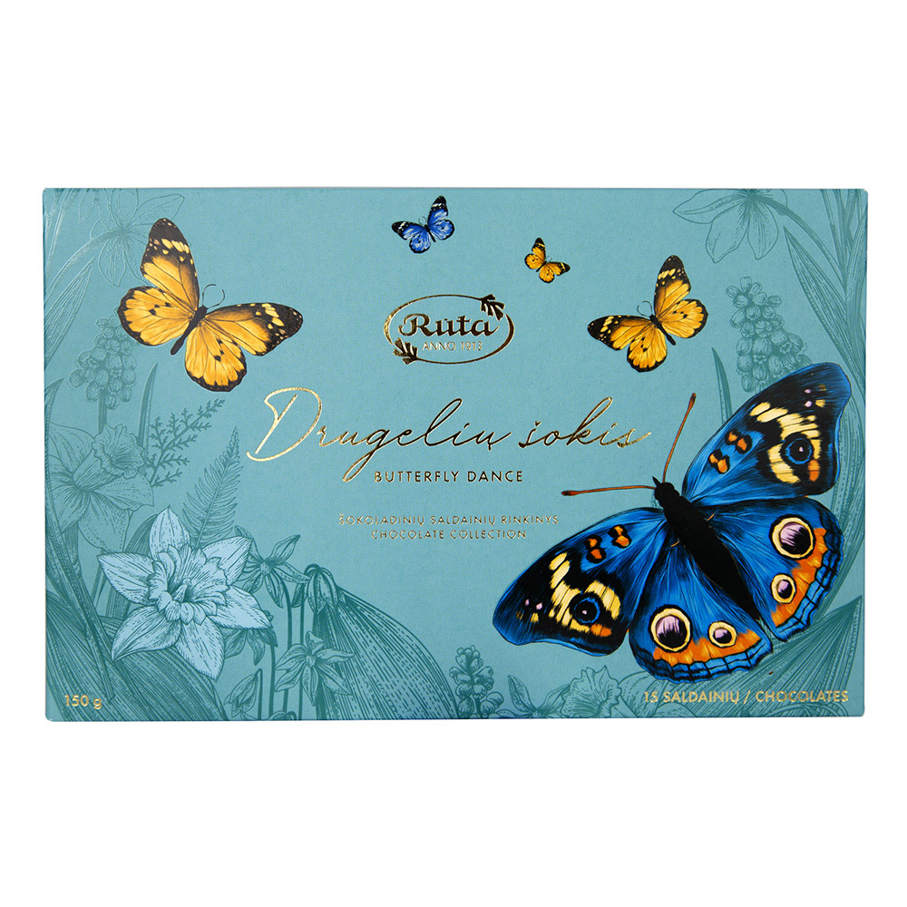 Šokoladinių saldainių rinkinys „Drugelių šokis“, 150 g