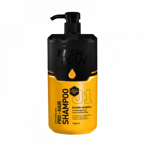 Nishman Pro-Hair Shampoo Plaukų šampūnas su keratinu, be parabenų ir druskų, 1250ml