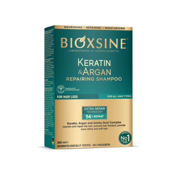 BIOXSINE Keratin & Argan atstatomasis plaukų šampūnas 300ml