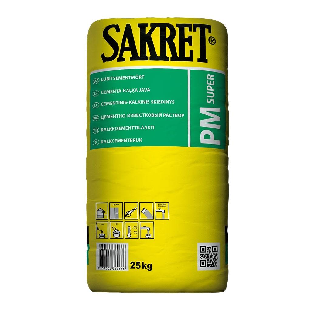 Mūro, tinko mišinys SAKRET PM SUPER, M5, 25 kg