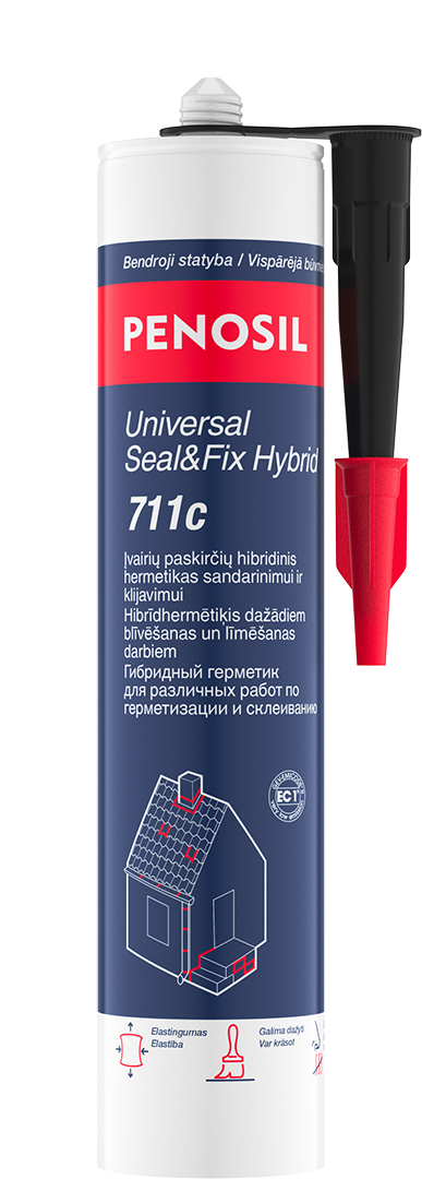 Universalus hibridinis hermetikas PENOSIL UNIVERSAL SEAL&FIX HYBRID 711c, juodos sp.,280ml