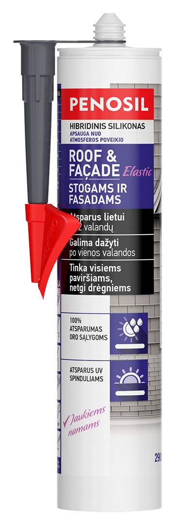 Stogų ir fasadų elastingas hermetikas PENOSIL ROOF & FASADE, pilkos sp., 290 ml