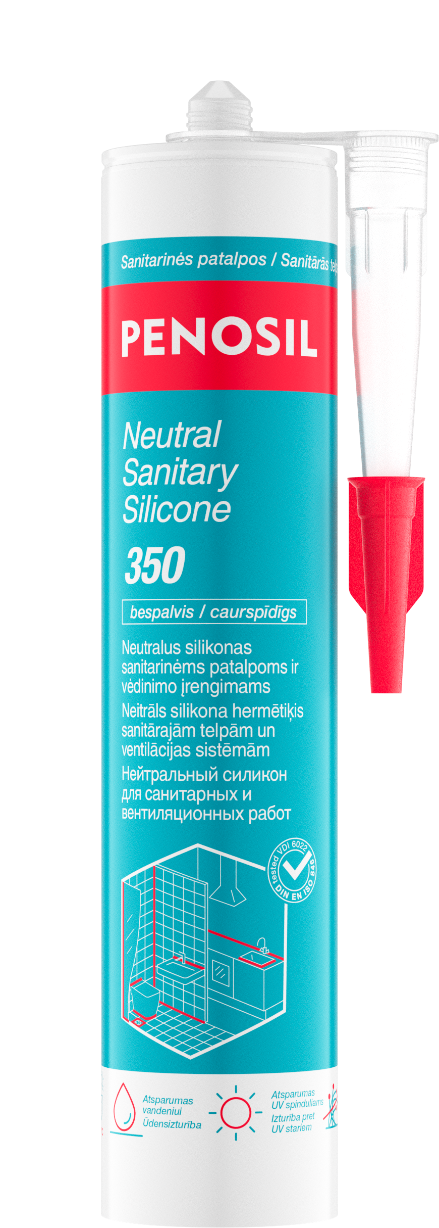 Neutralus silikonas PENOSIL Neutral Sanitary Silicone  350, bespalvis, 280 ml